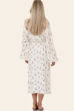 Adaic Long Dress Off White Vintage Rose