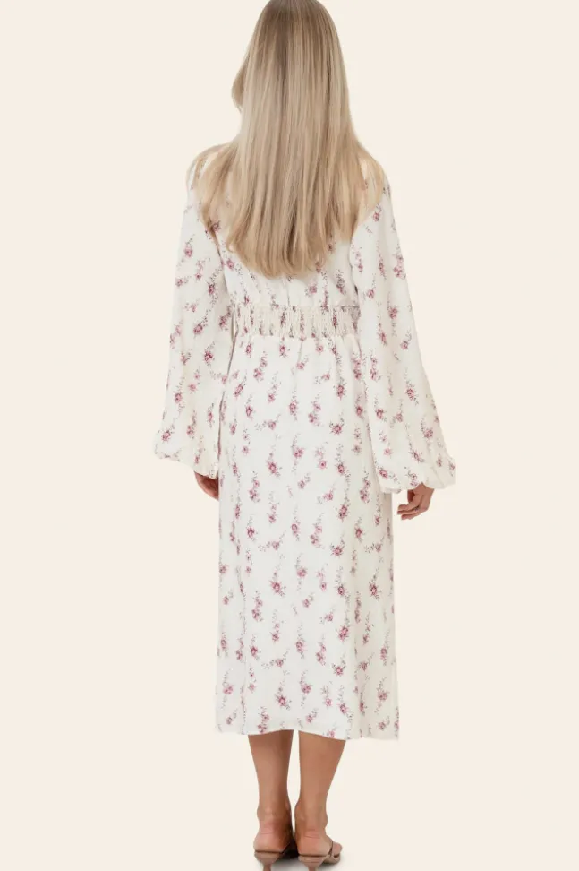 Adaic Long Dress Off White Vintage Rose