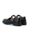 Adda Moc Toe T-Strap Pull Up Leather Black