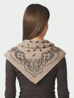 Adelina Paisley Knit Scarf Beige Melange