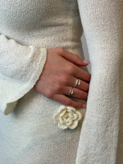 Adjustable Mini Drop Ring Silver