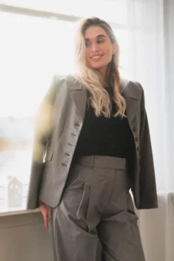 Adrienna Single-Breasted Blazer Brown Melange
