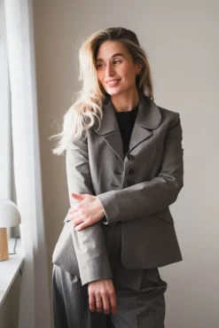 Adrienna Single-Breasted Blazer Brown Melange