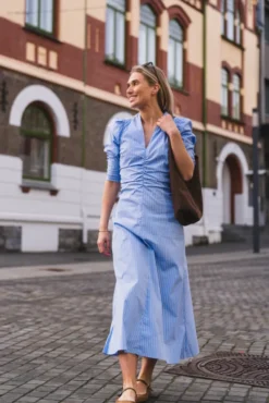 Aglia Stripe Dress Pale Blue