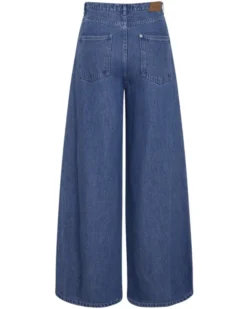 Ago Rue Wide Pants Long Mid Blue Wash