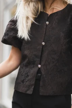 Aisa Brocade Blouse Dark Brown