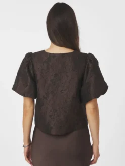 Aisa Brocade Blouse Dark Brown