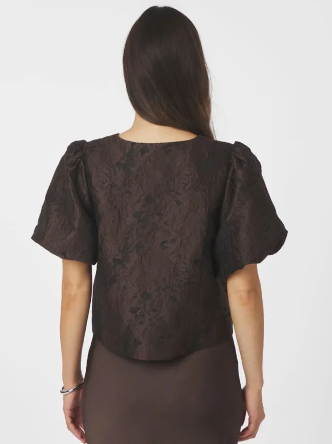 Aisa Brocade Blouse Dark Brown