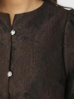 Aisa Brocade Blouse Dark Brown