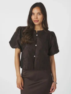 Aisa Brocade Blouse Dark Brown