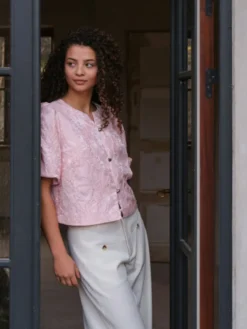 Aisa Soft Brocade Blouse Light Pink