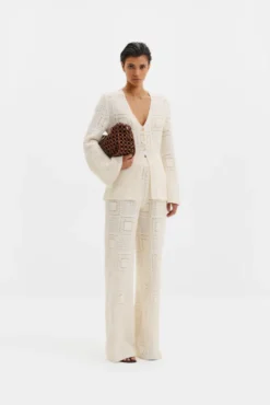 Aleya Wide Crochet Pants Vanilla