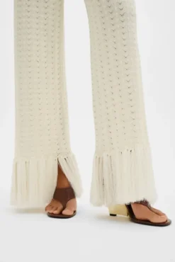 Alycia Knitted Fringe Pants White