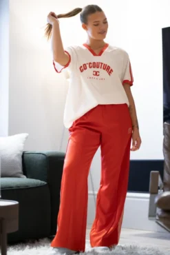 Amira Crease Pant Red