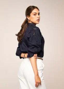 Amy Embroidered Shirt Marine Poplin