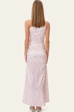 Andreaic Satin Dress Pink