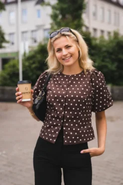 Anela Dot Blouse Brown