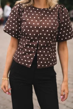 Anela Dot Blouse Brown