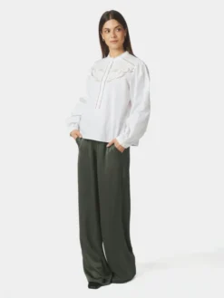 Aneliah C Poplin Emb Blouse White