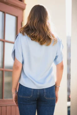 Anelle Heavy Sateen Blouse Light Blue