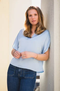 Anelle Heavy Sateen Blouse Light Blue