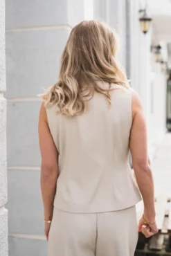 Annabella Structure Waistcoat Creme