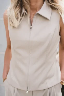 Annabella Structure Waistcoat Creme