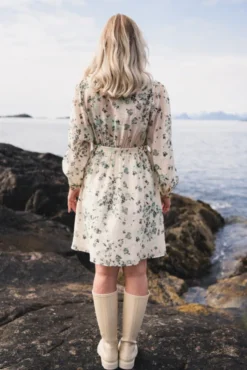 Anna Dress Green Tint Flower