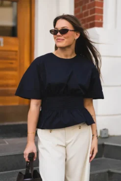 Annegret Poplin Blouse Navy