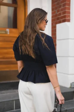 Annegret Poplin Blouse Navy