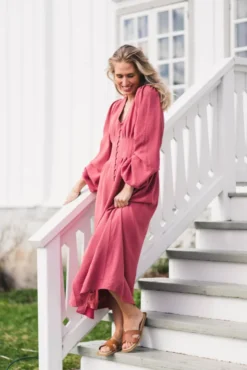 Annelie Solid Crepe Dress Cherry Pink