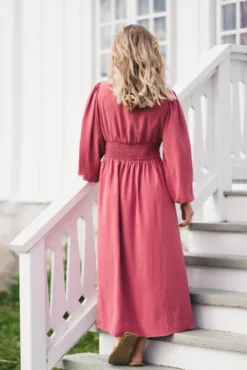 Annelie Solid Crepe Dress Cherry Pink