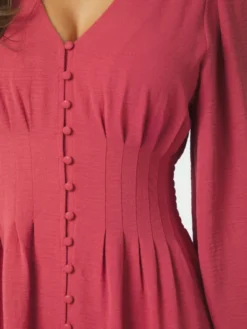 Annelie Solid Crepe Dress Cherry Pink