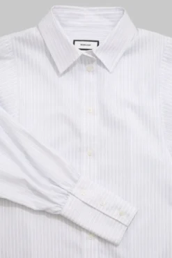 Anne Striped Satin Stripe White/Navy