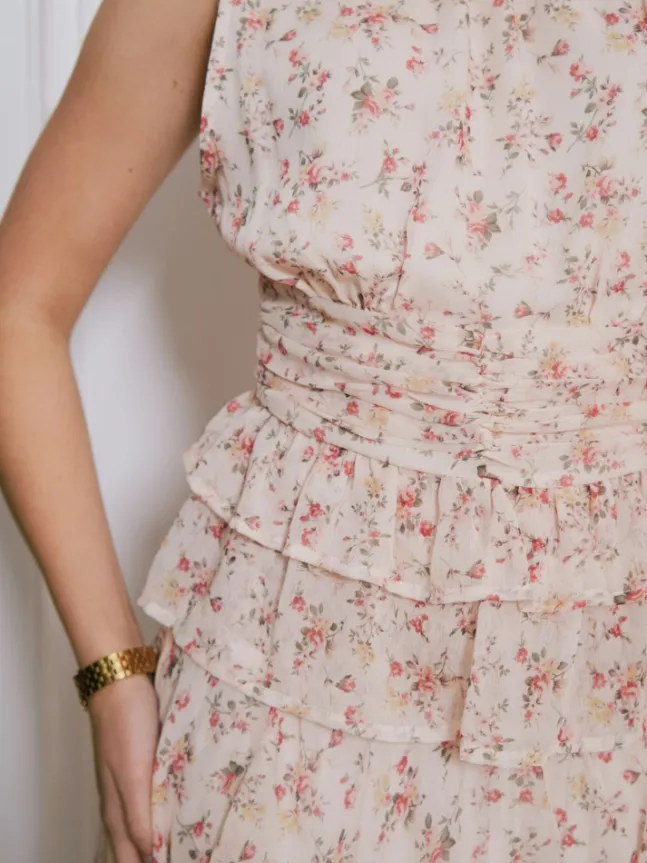 Ansol Meadow Printed Top Creme