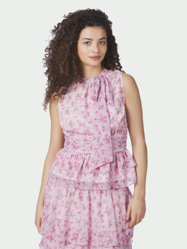 Ansol Meadow Printed Top Light Pink