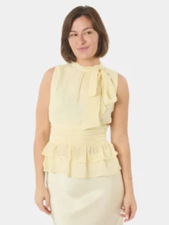 Ansol Solid Chiffon Top Light Yellow