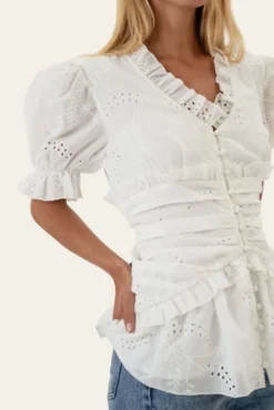 Arielic Blouse White Embroidery