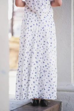 Asta Small Blossom Skirt White Blue