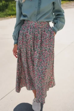 Astrid HW Skirt C Green Flower