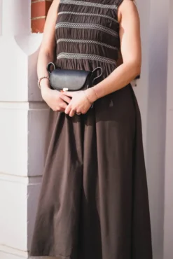 Atika Deco Smock Dress Dark Brown