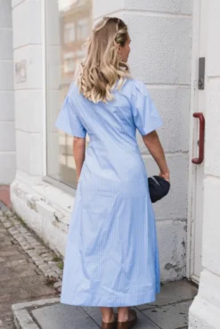 Baia Stripe Poplin Dress Light Blue