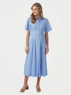 Baia Stripe Poplin Dress Light Blue