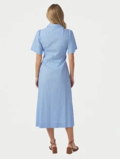Baia Stripe Poplin Dress Light Blue