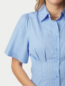 Baia Stripe Poplin Dress Light Blue