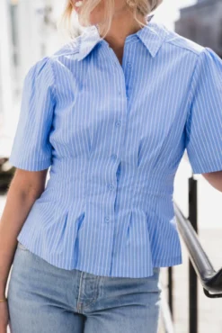 Balara Stripe Poplin Shirt Light Blue