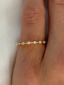 Beaded Zirconia Stacker Ring Gold