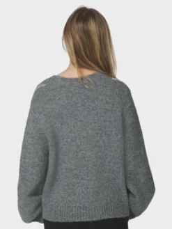 Beleney Small Check Fluff Cardigan Dark Grey