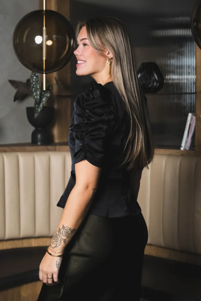Benua Heavy Sateen Blouse Black