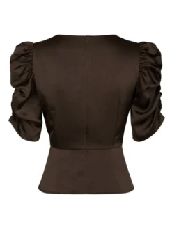 Benua Heavy Sateen Blouse Dark Brown